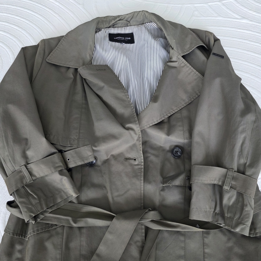 London Fog Olive Trench Coat - Women's Classic Belted Coat